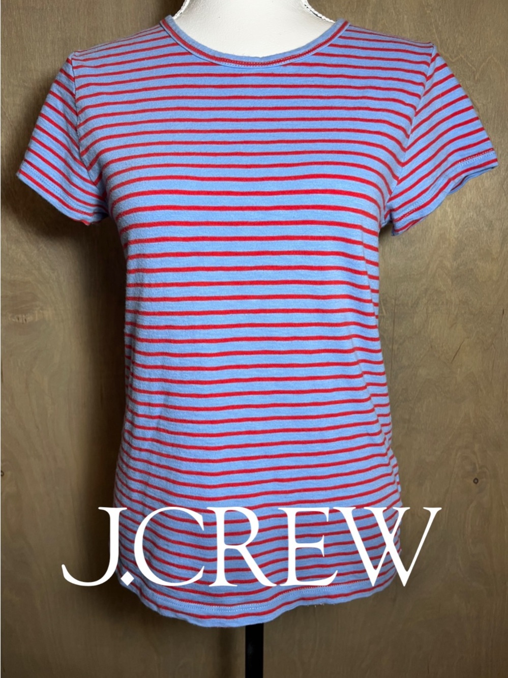 J. Crew Studio Tee Blue & Red Stripe 🇺🇸❤️💙